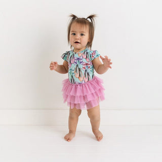 Posh Peanut Girl's Ruffled Cap Sleeve Tulle Skirt Bodysuit - Irina