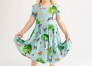 Girl's Bamboo Short Sleeve Basic Twirl Dress - Brayden (Farm Animals) Baby & Toddler Dresses