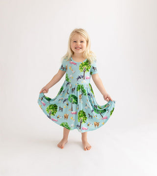 Girl's Bamboo Short Sleeve Basic Twirl Dress - Brayden (Farm Animals) Baby & Toddler Dresses