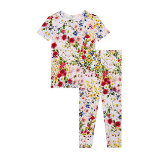 Girl's Bamboo Short Sleeve Pajama Set - Barbara (Floral) Posh Peanut