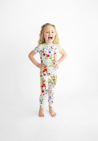 Girl's Bamboo Short Sleeve Pajama Set - Barbara (Floral) Posh Peanut