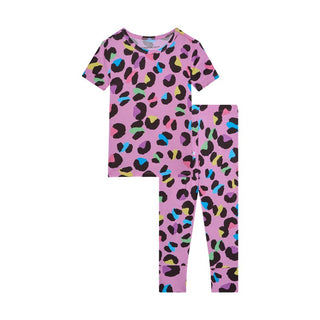 Posh Peanut Girl's Short Sleeve Pajama Set - Electric Leopard | These Sleepies provide comfort and delightful designs for joyful bedtimes.