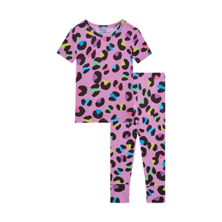 Posh Peanut Girl's Short Sleeve Pajama Set - Electric Leopard | These Sleepies provide comfort and delightful designs for joyful bedtimes.