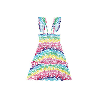 Girl's Bamboo Smocked Flutter Sleeve Babydoll Dress - Rainbow Butterfly Baby & Toddler Dresses