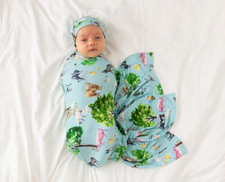 Infant Bamboo Swaddle and Beanie Set - Brayden (Farm Animals) Swaddling Blankets