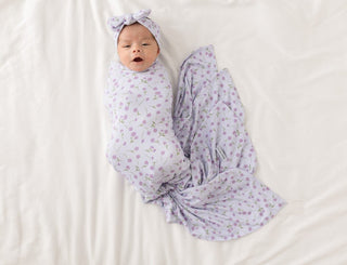 Posh Peanut Infant Swaddle and Headwrap Set - Jeanette (Floral)