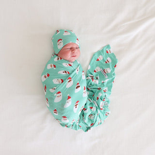 Posh Peanut Infant Swaddle and Beanie Set - Santa Medley