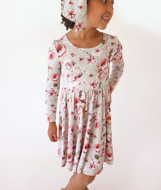 Bamboo Long Sleeve Basic Twirl Dress - Millicent (Floral) Baby & Toddler Dresses