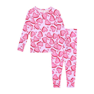 Bamboo Long Sleeve Pajama Set - Besties (BFF Hearts) Baby & Toddler Sleepwear