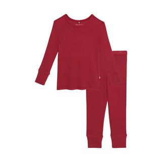 Posh Peanut Long Sleeve Pajama Set - Crimson Waffle | These Sleepies provide comfort and delightful designs for joyful bedtimes.