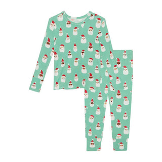 Posh Peanut Long Sleeve Pajama Set - Santa Medley