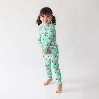 Posh Peanut Long Sleeve Pajama Set - Santa Medley