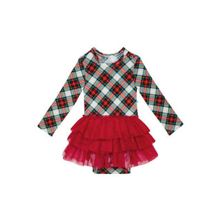 Bamboo Long Sleeve Tulle Skirt Bodysuit - Marqui (Plaid) Baby One-Pieces