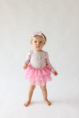 Bamboo Long Sleeve Tulle Skirt Bodysuit - Ryleigh (Reindeer) Baby One-Pieces