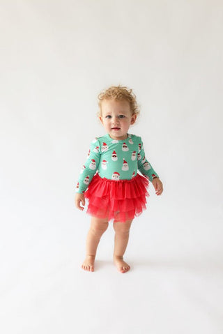 Bamboo Long Sleeve Tulle Skirt Bodysuit - Santa Medley Baby One-Pieces