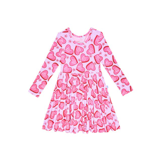 Bamboo Long Sleeve Twirl Dress - Besties (BFF Hearts) Baby & Toddler Dresses