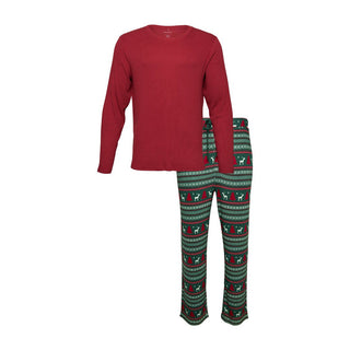 Posh Peanut Men's Long Sleeve Pajama Set - Holiday Fair Isle | These Sleepies provide comfort and delightful designs for joyful bedtimes.