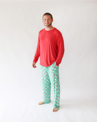 Posh Peanut Men's Long Sleeve Pajama Set - Santa Medley