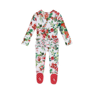 Bamboo Ruffle Footie with Zipper - Beatrix (Floral) Baby & Toddler Sleepwear