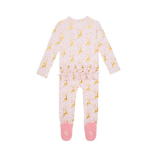 Bamboo Ruffle Footie with Zipper - Ryleigh (Reindeer) Baby & Toddler Sleepwear