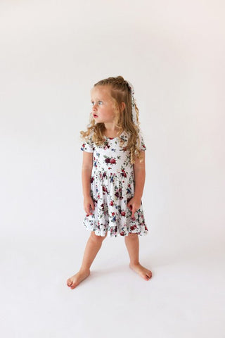 Bamboo Short Sleeve Ruffled Twirl Dress - Philippa (Floral) Baby & Toddler Dresses