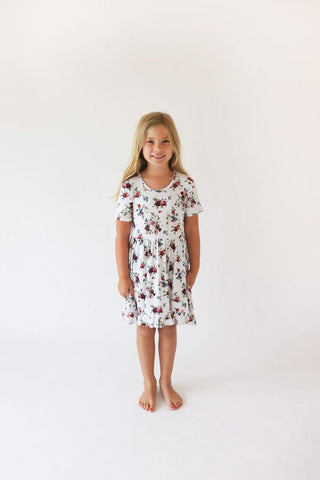 Bamboo Short Sleeve Ruffled Twirl Dress - Philippa (Floral) Baby & Toddler Dresses