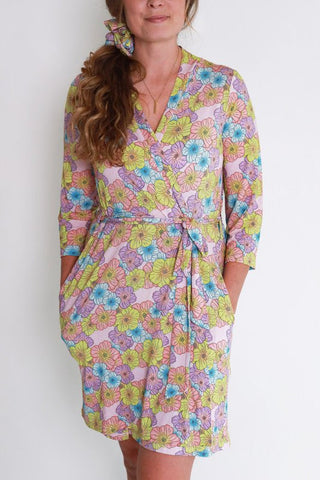 Women's Bamboo Maternity Robe with Pockets - Kourtney (Floral) Robes