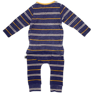 Rags Boy's Long Sleeve Rag Romper - Bleach Stripe