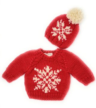 Red Snowflake Sweater and Beanie Holiday Gift Box Baby Riddle