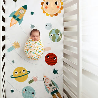 Rookie Humans Crib Sheet and Swaddle Bundle Set - Space Explorer