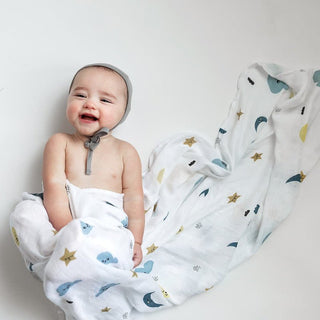 Bamboo Swaddle Blanket, Moon and Stars Swaddle Swaddling Blankets