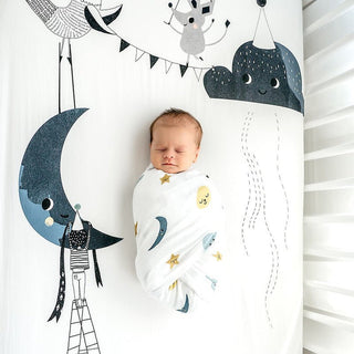 Bamboo Swaddle Blanket, Moon and Stars Swaddle Rookie Humans