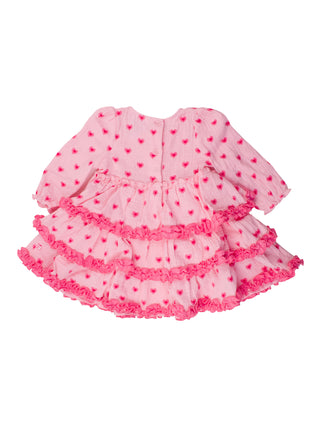 RuffleButts + RuggedButts Gauze Tiered Ruffle Dress - I Heart You