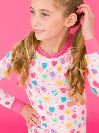 RuffleButts + RuggedButts Ruffle Long Sleeve Pajama Set - Be My Valentine