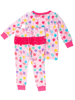 RuffleButts + RuggedButts Ruffle Long Sleeve Pajama Set - Be My Valentine