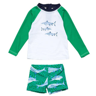 Boy's Long Sleeve Rash Guard Set - Reef Shark Baby & Toddler Swimwear