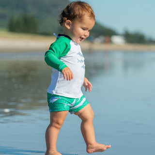 Snapper Rock Boy's Long Sleeve Rash Guard Set - Reef Shark