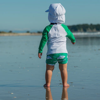 Snapper Rock Boy's Long Sleeve Rash Guard Set - Reef Shark