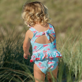 Snapper Rock Girl's Sustainable Skirt Swimsuit - Lighthouse Island