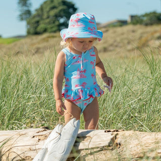 Snapper Rock Girl's Sustainable Skirt Swimsuit - Lighthouse Island