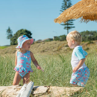 Snapper Rock Girl's Sustainable Skirt Swimsuit - Lighthouse Island