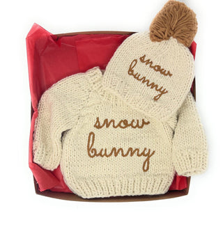 Snow Bunny Sweater and Beanie Holiday Gift Box Baby Riddle