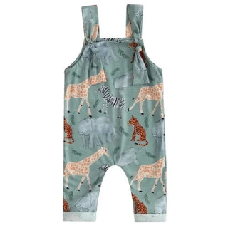 Knot Jumpsuit - Blue Zoo Animals Baby One-Pieces