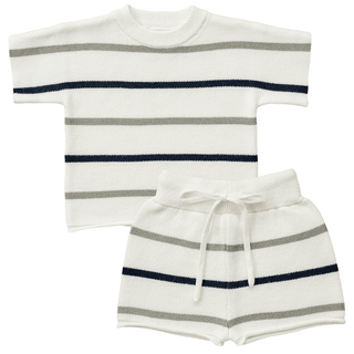 Sage + Navy Stripe Knit Short Set