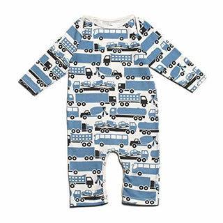 Winter Water Factory Long Sleeve Romper - Big Rigs Blue