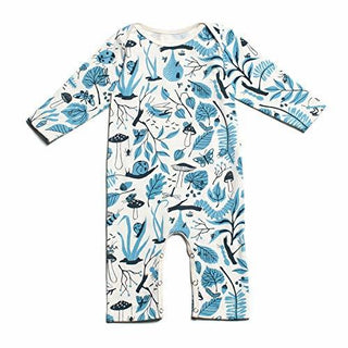 Winter Water Factory Long Sleeve Romper - Bugs & Leaves Blue