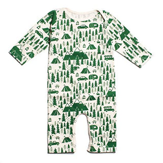 Long Sleeve Organic Cotton Romper - Campground Green Baby One-Pieces