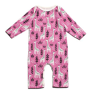 Winter Water Factory Long Sleeve Romper - Giraffes Dusty Rose