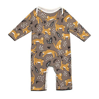 Long Sleeve Organic Cotton Romper - Wildcats Taupe Baby One-Pieces