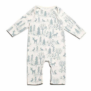 Long Sleeve Organic Cotton Romper - Winter Scenic Pale Blue Baby One-Pieces